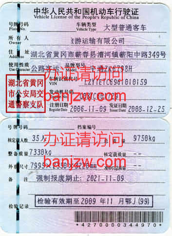 行驶证样本 行驶证样本